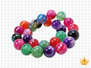 10mm Mix Banded Agate Round Beads 15.5" dyed [10f29]