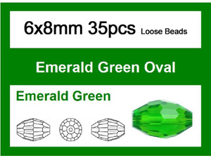 6x8mm Emerald Crystal Faceted Rice Loose Beads 20pcs. [iuc12a17]