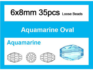 6x8mm Aquamarine Crystal Faceted Rice Loose Beads 20pcs. [iuc12a26]