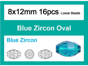 8x12mm Blue Zircon Crystal Faceted Rice Loose Beads 16pcs. [iuc13a27]