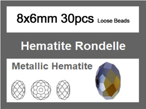 8x6mm Metallic Gray Crystal Faceted Rondelle Loose Beads 30pcs. [iuc3a15]