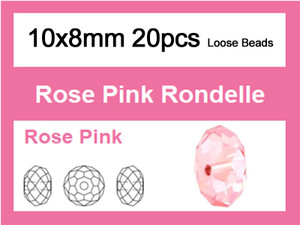 10x8mm Pink Crystal Faceted Rondelle Loose Beads 20pcs. [iuc4a5]