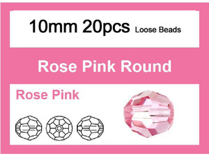 10mm Pink Crystal Faceted Round Loose Beads 20pcs. [iuc9a5]