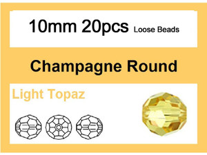 10mm Champagne Crystal Faceted Round Loose Beads 20pcs. [iuc9a9]