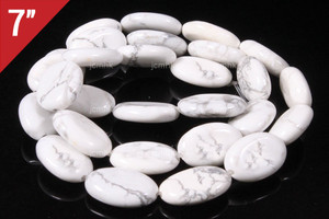 12x16x5mm White Howlite Oval Loose Beads 7" [iw348]