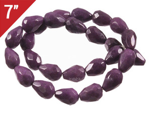 10x14mm Plum Jade Faceted Pear Loose Beads 7" [iwa262]