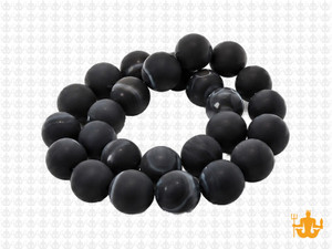10mm Matte Black Agate Round Beads 15.5" [10f16m]