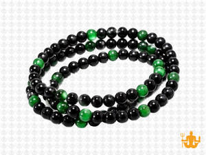 4mm Green Jade & Obsidian Round Beads 15.5" dyed [4x47]