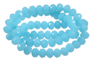 8x6mm Aqua Quartz Faceted Rondelle Beads 15.5" synthetic [h6a70-8]