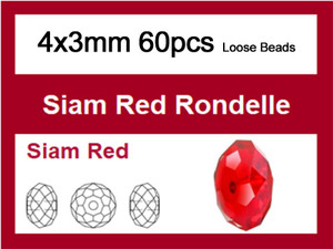 4x3mm Red Crystal Faceted Rondelle Loose Beads 60pcs. [iuc1a6]