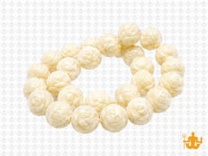 12mm Natural Buffalo Bone Rose Carved Beads 10pcs. A Grade [12z21]