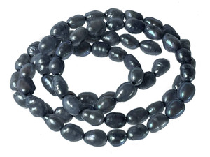 4-5mm Rice Freshwater Pearl 14-15" Silver Black A Grade Lustre [p5bk]