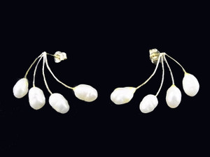 5mm Freshwater Pearl Earring 14K 585 Gold Setting , A Grade Lustre [p203a]