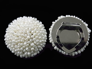 45mm Freshwater Pearl Sun Flower Scarf & Brooch , AA Grade Lustre [p204a]