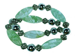 12x30mm Greenberry Pipe Beads 15.5" synthetic [wa148b]