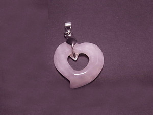 20mm Rose Quarts Puff Heart With Hole Pendant [y930cp]