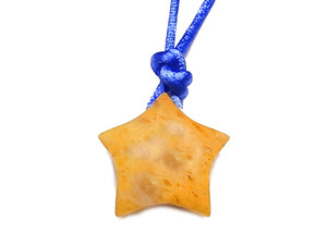 25mm Golden Jade Donut Star Pendant with Satin Black Cord 36" [y931er]