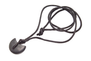 25mm Black Onyx Moon Pendant with Satin Cord 36" [y959ar]