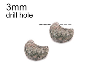 25mm Fossil Jasper Half Moon BEads 1pc. 3mm hole [y930d]