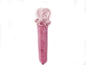 925 Sterling Silver 55mm Rhodonite Healing Crystal Point Pendant [y737-r14]