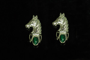 925 Sterling Silver 25mm Horse Pendant With Malachite Cabochon [y728h]