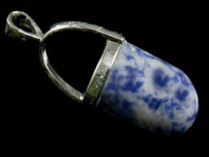 15x38mm Denim Lapis Bullet Silver Plated Pendant [y851e]