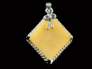 15x15mm Golden Jade Square Pendant Brass Silver Plated [y843d]