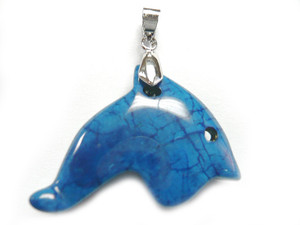 22x38mm Lapis Howlite Dolphin Pendant [y502e]