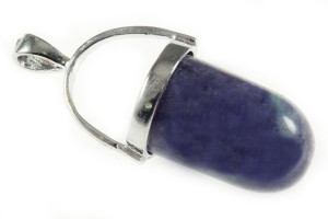 8x28mm Black Onyx Bullet Silver Plated Pendant [y851h]