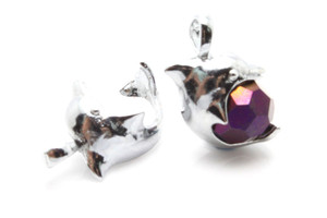 25mm Jumping Dolphin Pendant With 12mmFacted Metallic Purple Crystal Ball [y745-ub22]