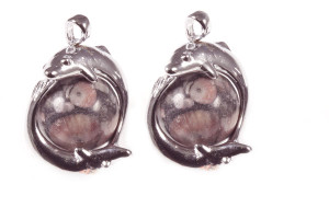 25mm Jumping Dolphin Pendant With 12mm Facted Aqua Quartz Ball [y745-ub6]