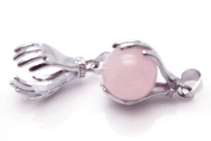 25mm Lucky Hand Pendant With 12mm Rose Quartz Ball [y848-b1]