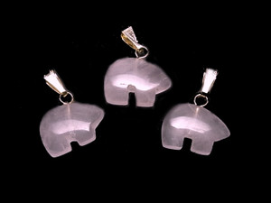 14x20mm Rose Quartz Zuni Bear Pendant [y110f]