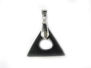 30mm Black Onyx Triangular Hoop Pendant [y107c]