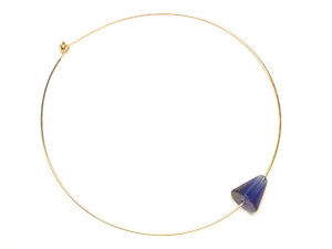18mm Blue Quartz Cone Bead With Gold Plated Choker [y312j]