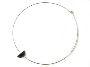 20mm (10mm Thick) Matte Black Onyx Dome Choker [y312e]
