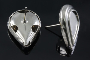 16x20mm (For 9x14mm Pear) Silver Plated Pear Surgical Steel Post 4pcs. [y524a]