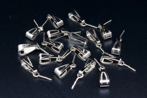 18mm Copper Silver Plated Bail Pendant Pin 10pcs. [y657a]