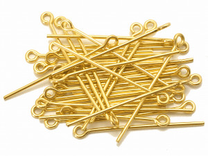 30mm 1.18" Metal Gold Plated Eyepin (Thick 0.7mm 0.29") 30pcs. [y668a]