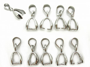 16mm Silver Plated Ice Pick Bail Pendant Setting 7mm Grip Length 10pcs. [y613a]