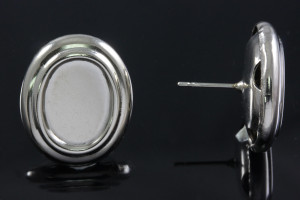 18x20mm (For 10x14mm Cabochon) Silver Plated Oval Surgical Steel Post, 4pcs. [y523a]