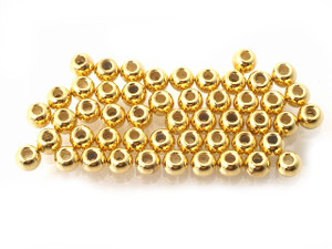 3mm Gold Plated Plastic Round Beads 100pcs [y628a]