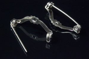 10x26mm V Shape Brooch Back Setting Silver Plated, 10pcs. [y303a]