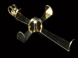 30x42mm Gold Plated Cross Pendant Setting, 2pcs. [y678a]