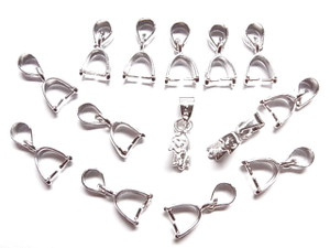 12mm Silver Plated Ice Pick Bail Pendant Setting 3mm Grip Length 10pcs. [y304a]