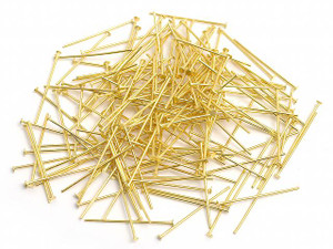 20mm 3/4" Metal Gold Plated Headpin (Thick 0.7mm 0.29", Head 2mm 0.08") 35pcs. [y637a]