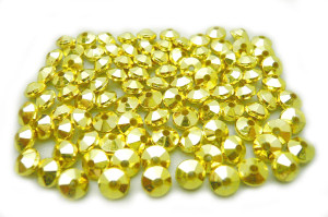 6mm Gold Plated Faceted Plastic Disc Beads 30pcs [y629a]