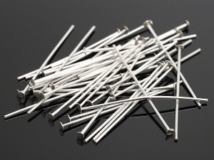 30mm 1.18" Metal Silver Plated Headpin (Thick 0.7mm 0.29", Head 2mm 0.08") 30pcs. [y368a]