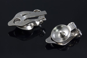 10mm Brass Silver Plated Clip On Earring Setting, 10pcs. [y329a]