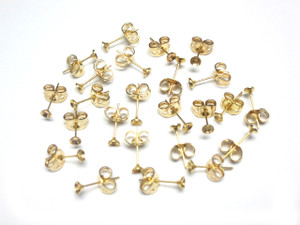 3mm Copper Gold Plated Cup Earstud & Earnut 10pcs. [y111d]